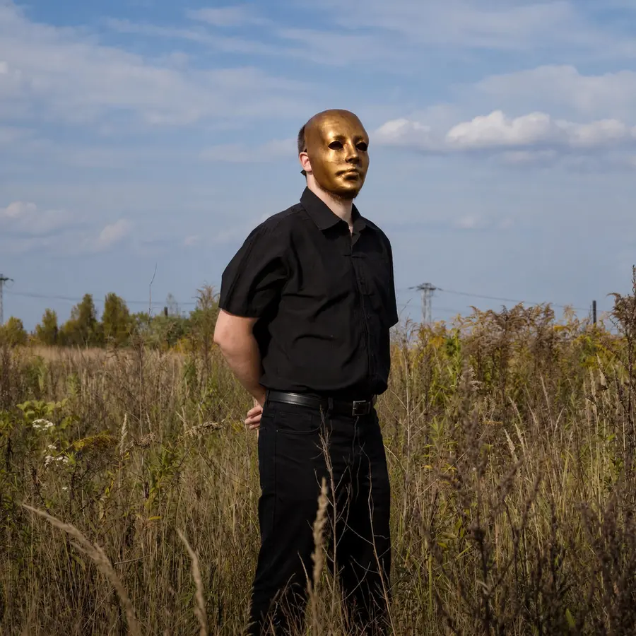 Grave Of Love portrait with a gold mask